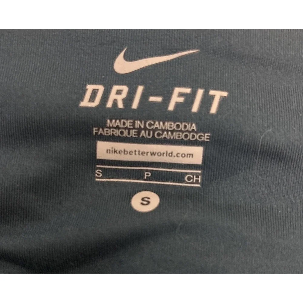 Nike Dri-FIT Womens Teal Geometric Triangle Print Capri Running Leggings Size S